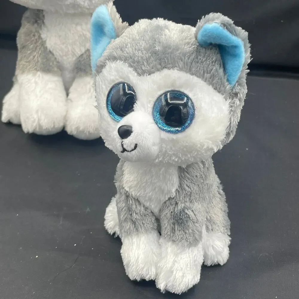 Ty Beanie Boo Plush Husky Stuffed Animals SLUSH x2 Medium & Small Set 2pc